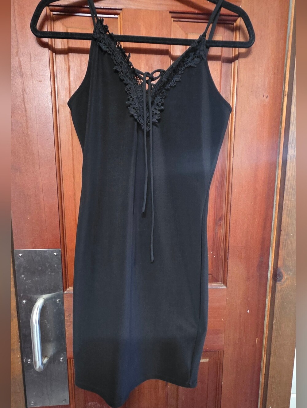 Guess Black Lace-Trim Slip Dress